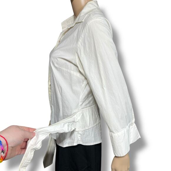 Coldwater Creek Womens Blouse Shirt Top Button Down Collared Off White Medium - Picture 8 of 12
